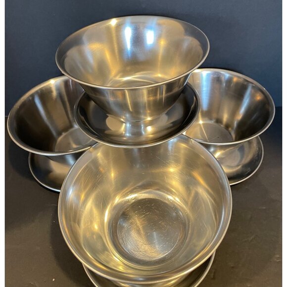 Leonard Stainless Steel Bowls with Attached Platters - Picture 9 of 9